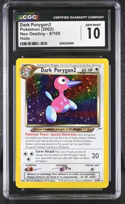 CGC 10 GEM MINT Dark Porygon2 2002 Neo Destiny 8/105 Holo SWIRL Pokemon Card - Image 1