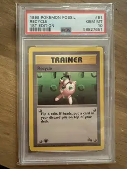 1999 Pokemon Fossil Recycle 1st Edition #61 PSA 10 - Image 1