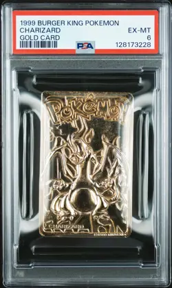 1999 BURGER KING POKEMON GOLD CARDS CHARIZARD PSA 6 - Image 1