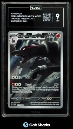 2024 POKEMON SV SHROUDED FABLE SFA EN #066/064 HOUNDOOM ILLUSTRATION RARE TAG 10 - Image 1