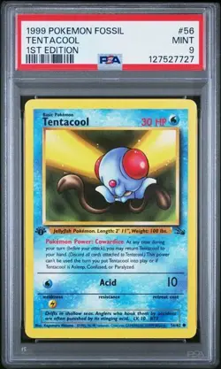 1999 POKEMON FOSSIL TENTACOOL 1ST EDITION #56 MINT PSA 9 - Image 1