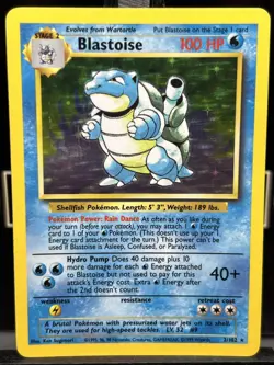 LP Condition Blastoise Holo Rare Base Set 2/102 Pokemon Card WOTC - Image 3