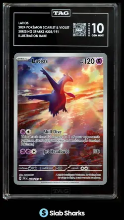 2024 POKEMON SV SURGING SPARKS - SSP EN #203/191 LATIOS ILLUSTRATION RARE TAG 10 - Image 1