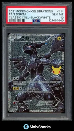 2021 POKEMON CELEBRATIONS #114/114 ZEKROM CLASSIC COLLECTION BLACK WHITE PSA 10 - Image 1