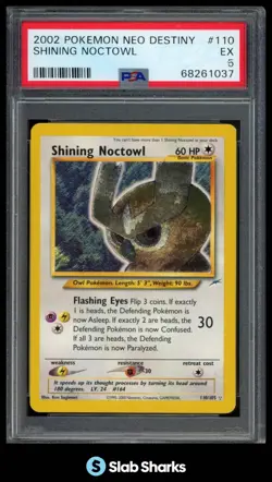 2002 POKEMON NEO DESTINY #110/105 SHINING NOCTOWL HOLO PSA 5 - Image 1