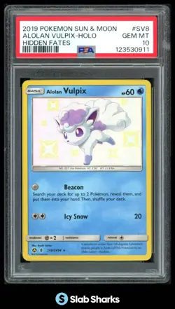 2019 POKEMON SM HIDDEN FATES #SV8/SV94 ALOLAN VULPIX HOLO PSA 10 - Image 1