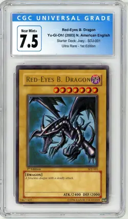 Yu-Gi-Oh! Red-Eyes Black Dragon SDJ 1st Edition SDJ-001 Holo CGC 7.5 NM+ - Image 1