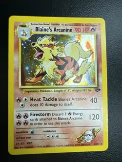 Pokemon TCG Gym Challenge Blaine's Arcanine Holo Rare Card 1/132 NM - Image 2