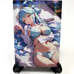 KonoSuba Aqua Sexy Lingerie Anime Waifu Girl Doujin Lewd Goddess Story Art Card - Image 2