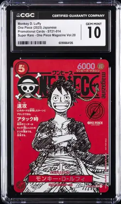 2025 ONE PIECE JAPANESE PROMO CARDS #ST21-014 MONKEY D. LUFFY CGC 10 GEM MINT - Image 1