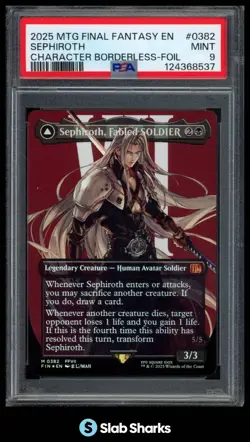 2025 MTG FINAL FANTASY EN SEPHIROTH CHARACTER BORDERLESS FOIL #0382 PSA 9 - Image 1