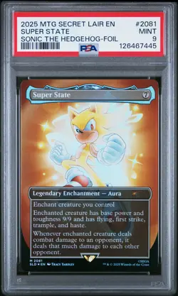 2025 MTG SECRET LAIR DROP SONIC: FRIENDS & FOES-FOIL #2081 SUPER STATE PSA 9 - Image 1