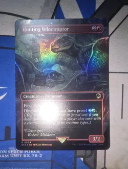 MTG - REX - Hunting Velociraptor (Borderless) #0004 - Near Mint Foil - Image 1
