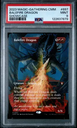 2023 MTG COMMANDER MASTERS SHOWCASE #697 BALEFIRE DRAGON PSA 9 - Image 1