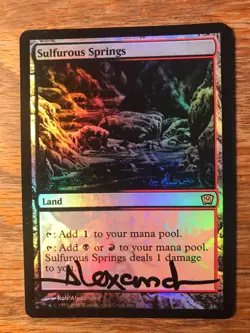 Magic the Gathering MTG foil Sulfurous Springs 9th Edition signed by Artist NM - Image 1