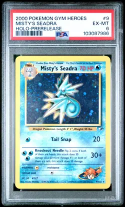 2000 POKEMON GYM HEROES HOLO-PRERELEASE #9 MISTY'S SEADRA PSA 6 - Image 1