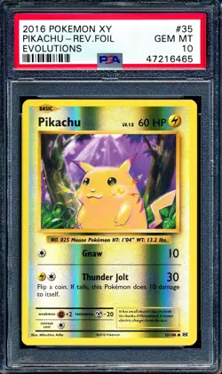 Pikachu 2016 Pokemon Evolutions #35 Reverse Holo Foil PSA 10 - Image 1