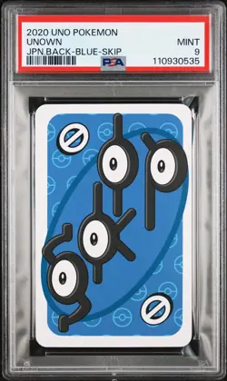 2020 UNO POKEMON JAPANESE BACK-BLUE-SKIP UNOWN PSA 9 - Image 1