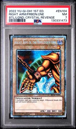 2022 YU-GI-OH! BOL-1ST EDITION #EN104 RIGHT ARM OF THE FORBIDDEN ONE PSA 7 - Image 1