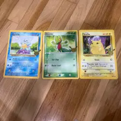 Pokemon 3 Jumbo Cards Squirrel, Pikachu, And Treecko 1995, 2003 Excellent - Image 1