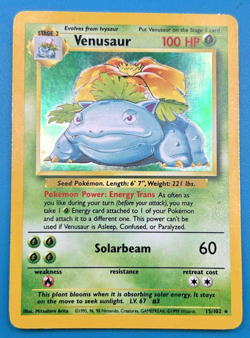 LP-MP Pokemon Card Venusaur 15/102 Base Set Unlimited 1999 WOTC Holo Rare - Image 1