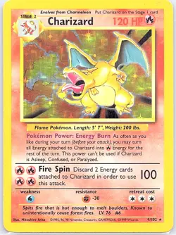 Charizard Holo 4/102 Holo WOTC Base Set - Pokemon Card - LP - Image 1