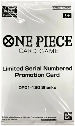 SHANKS OP01-120 PRIZE PROMO SERIAL NUMBERED SEALED ONE PIECE CARD - Image 1