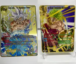 2PCS SonGoku SS Broly Metal Dragon Ball Card-Collectible Gift Display Toys - Image 1