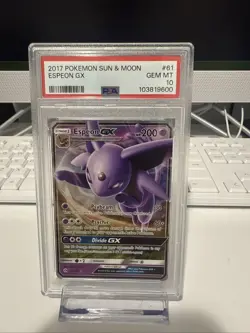 Pokemon Espeon GX TCG Sun & Moon Base Set Holo Ultra Rare Card 61/149 PSA 10 - Image 1