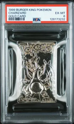 1999 BURGER KING POKEMON GOLD CARDS CHARIZARD PSA 6 - Image 1