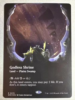 MTG / Godless Shrine / EOE / #375 / GALAXY FOIL (Borderless) / Rare / NM - Image 1