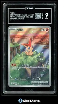 2025 POKEMON BLACK STAR PROMO SVP EN #208 VICTINI ILLUSTRATION COLLECTION TAG 9 - Image 1