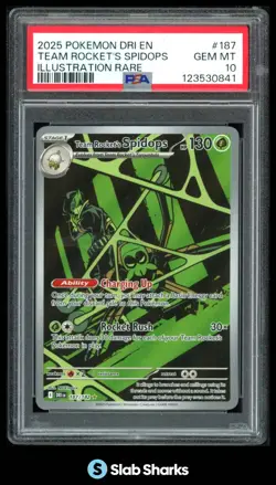 2025 POKEMON SV - DRI EN #187/182 TEAM ROCKET'S SPIDOPS ILLUSTRATION RARE PSA 10 - Image 1