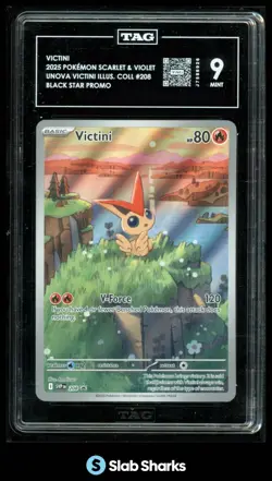 2025 POKEMON BLACK STAR PROMO SVP EN #208 VICTINI ILLUSTRATION COLLECTION TAG 9 - Image 1