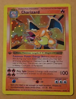 1st Edition Base Set Shadowless Charizard 4/102 CUSTOM REPLICA ART Pokemon MINT - Image 1