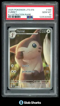 2025 POKEMON SV - JTG EN #168/159 FURRET ILLUSTRATION RARE PSA 10 - Image 1