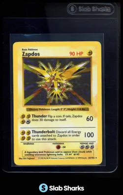 1999 POKEMON SET UNLIMITED #16/102 ZAPDOS RARE HOLO - Image 1