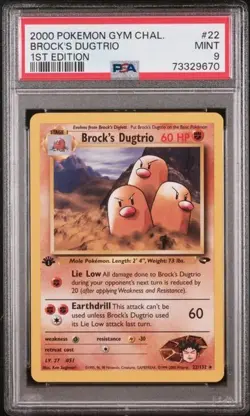 First Edition 2000 Pokemon Gym Challenge 22/132 Brock's Dugtrio PSA Mint 9 - Image 1