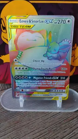 EEVEE & SNORLAX GX Team Up POKEMON Tag Team Full-Art Holo Trading Card 191/181 - Image 1