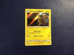 Detective Pikachu SM190 LP Black Star Promo Holo Pokemon Card 190 coffee bar hat - Image 1