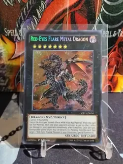 Yu-Gi-Oh! SECRET RARE HOLO CARD RED-EYES FLARE METAL DRAGON CORE-EN054 1ST NM - Image 1