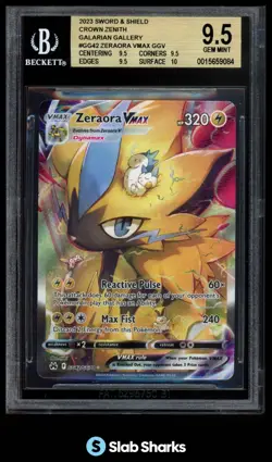 2023 POKEMON CROWN ZENITH #GG42/GG70 ZERAORA VMAX GALARIAN GALLERY BGS 9.5 - Image 1
