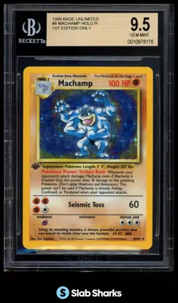 1999 POKEMON BASE SET 1ST EDITION #8/102 MACHAMP RARE HOLO BGS 9.5 - Image 1