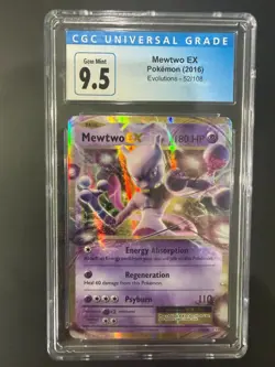Mewtwo EX 52/108 Graded CGC 9.5 XY Evolutions Rare Holo Gem Mint Pokemon 2016 - Image 1
