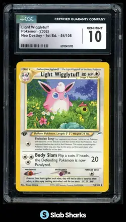 2002 POKEMON NEO DESTINY #54/105 LIGHT WIGGLYTUFF CGC 10 - Image 1
