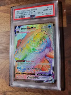2020 Pokemon SWSH Champions Path #75 Drednaw Vmax Full Art Rainbow Secret PSA 10 - Image 1