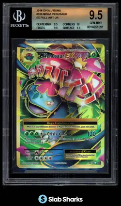 2016 POKEMON XY EVOLUTIONS #100/108 MEGA VENUSAUR EX BGS 9.5 - Image 1