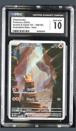CGC 10 Gem Mint Charmander 168/165 Pokemon Scarlet & Violet 151 2023 English - Image 1
