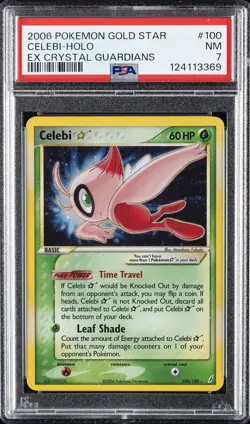 2006 POKEMON EX CRYSTAL GUARDIANS GOLD STAR #100 CELEBI-HOLO PSA 7 - Image 1