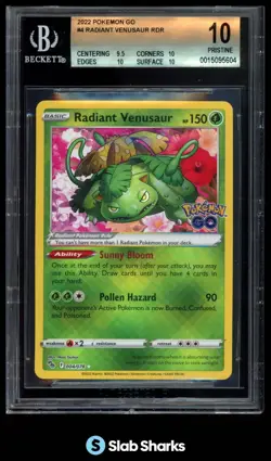 2022 POKEMON GO SWORD & SHIELD #004/078 RADIANT VENUSAUR BGS 10 PRISTINE - Image 1